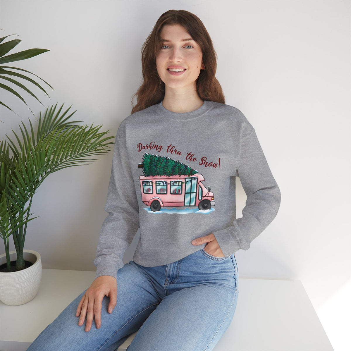 Crewneck Sweatshirt — "Dashing Thru the Snow" Christmas Sweatshirt