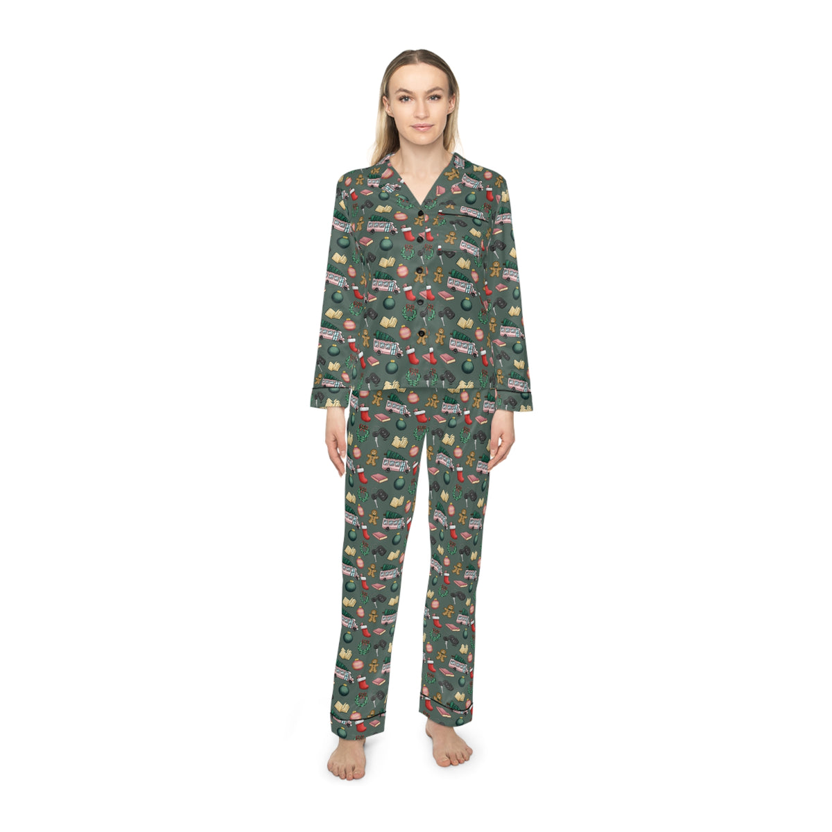 TEB Christmas Doodle Women's Satin Pajama Set