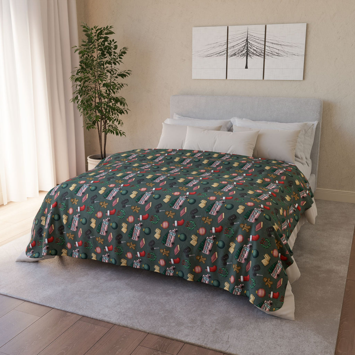 TEB Christmas Doodle Cozy Sherpa Blanket