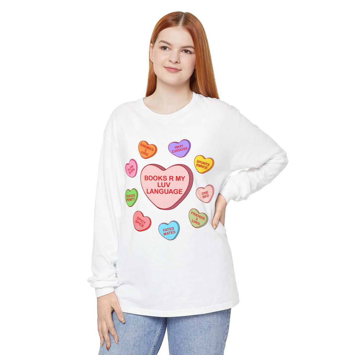 Bookish Candy Heart's Long Sleeve Tee
