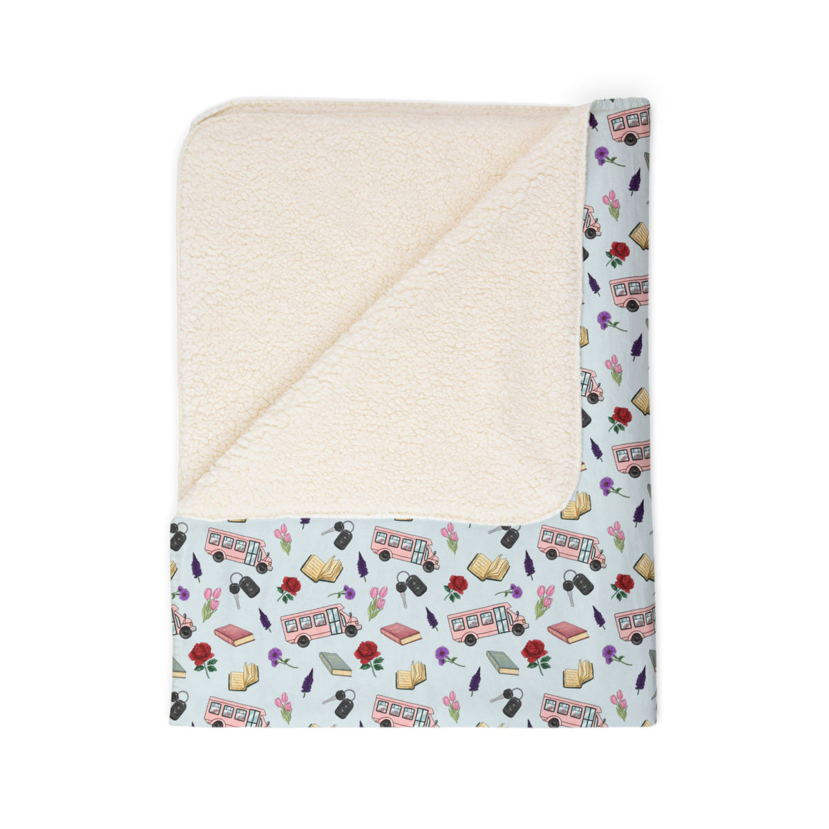 The Enchanted Bookmobile Doodle Sherpa Blanket