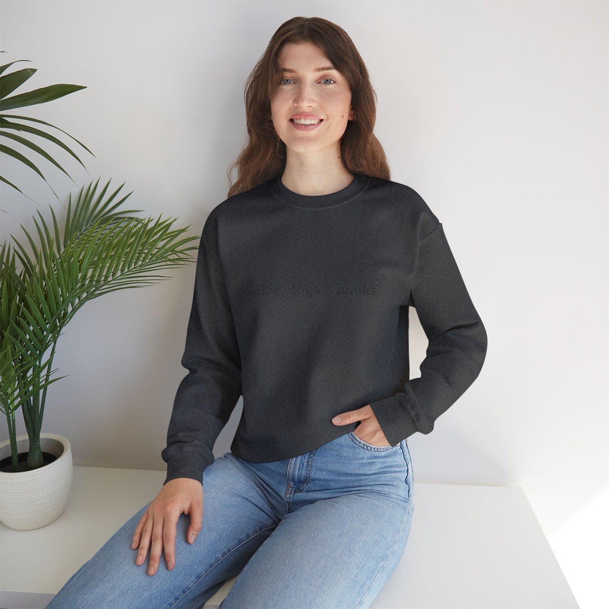 coffee, dogs & books. - Crew Neck Sweatshirt *Embroidered*