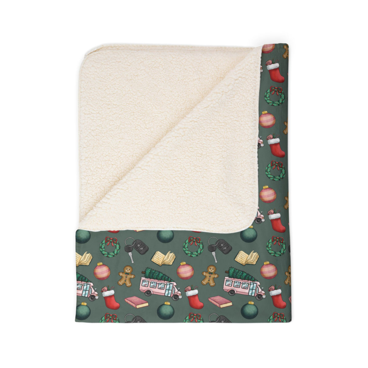 TEB Christmas Doodle Cozy Sherpa Blanket