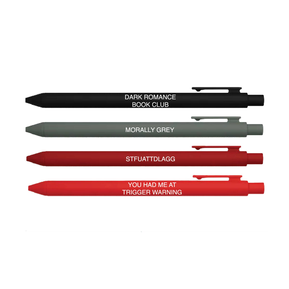 Little Lovelies Studio - Dark Romance Pen Set – Set of 4 Black Ink Click Pens
