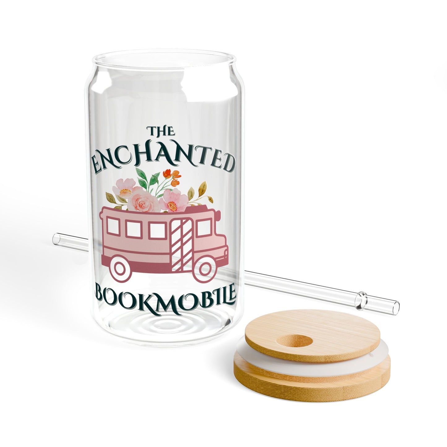 Enchanted Bookmobile Logo Glass