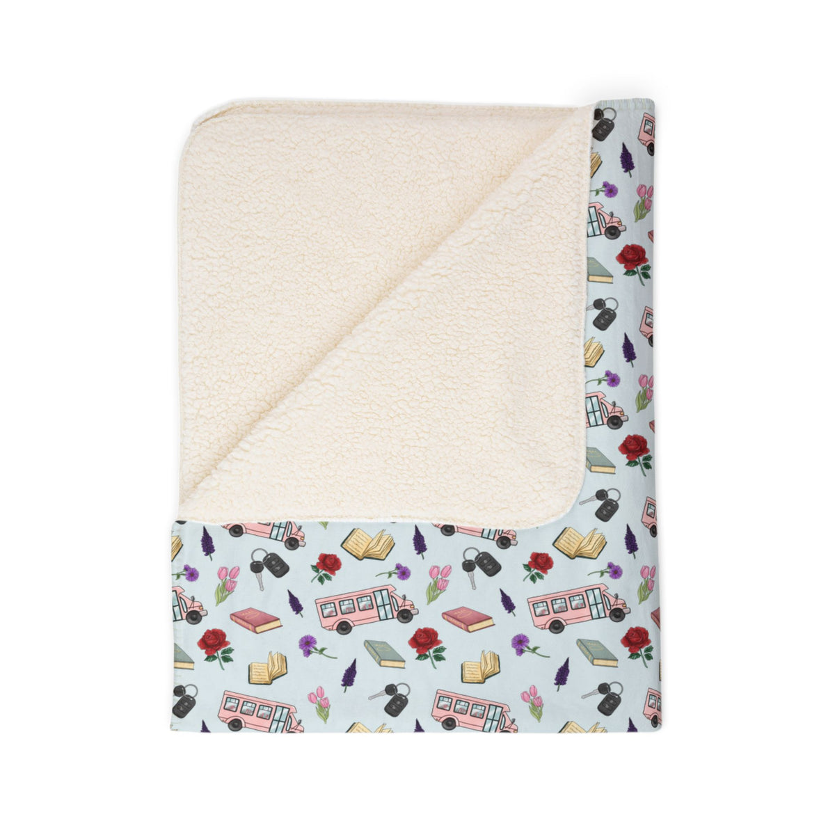 The Enchanted Bookmobile Doodle Sherpa Blanket