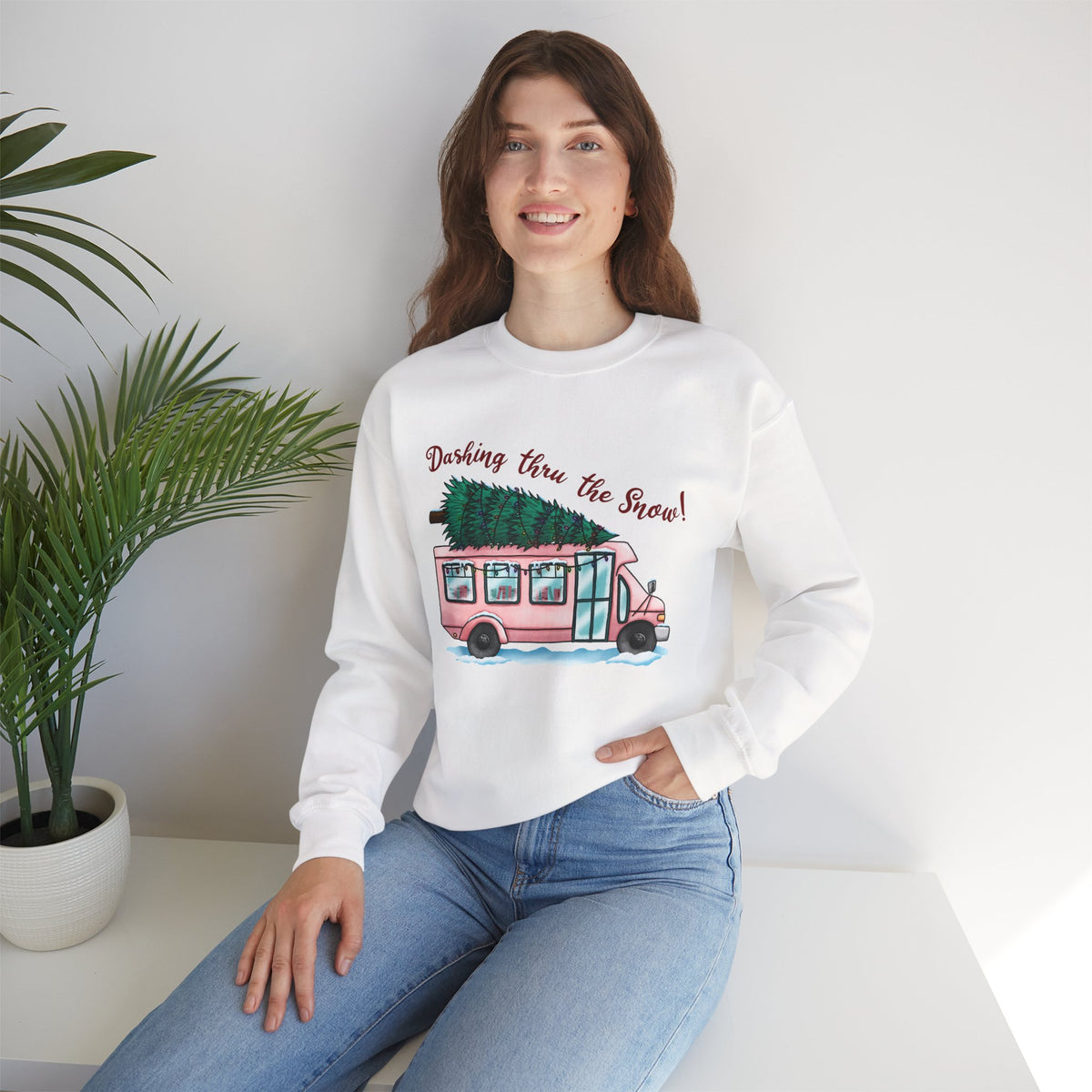 Crewneck Sweatshirt — "Dashing Thru the Snow" Christmas Sweatshirt