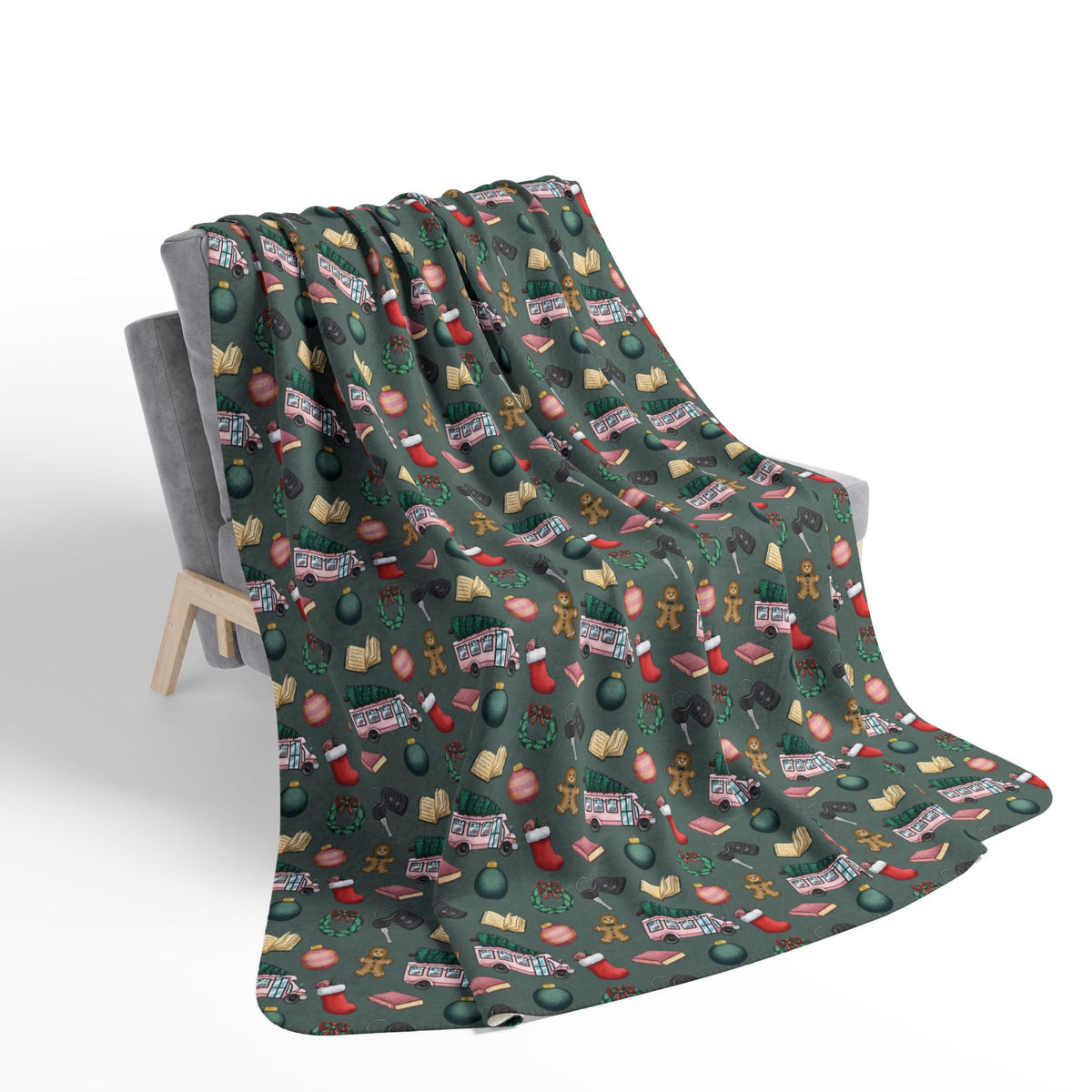 TEB Christmas Doodle Cozy Sherpa Blanket
