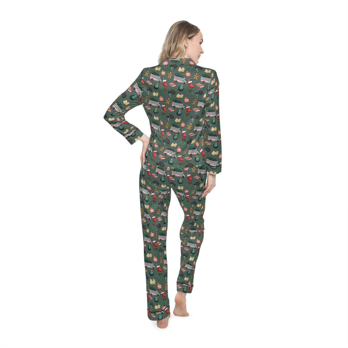 TEB Christmas Doodle Women's Satin Pajama Set