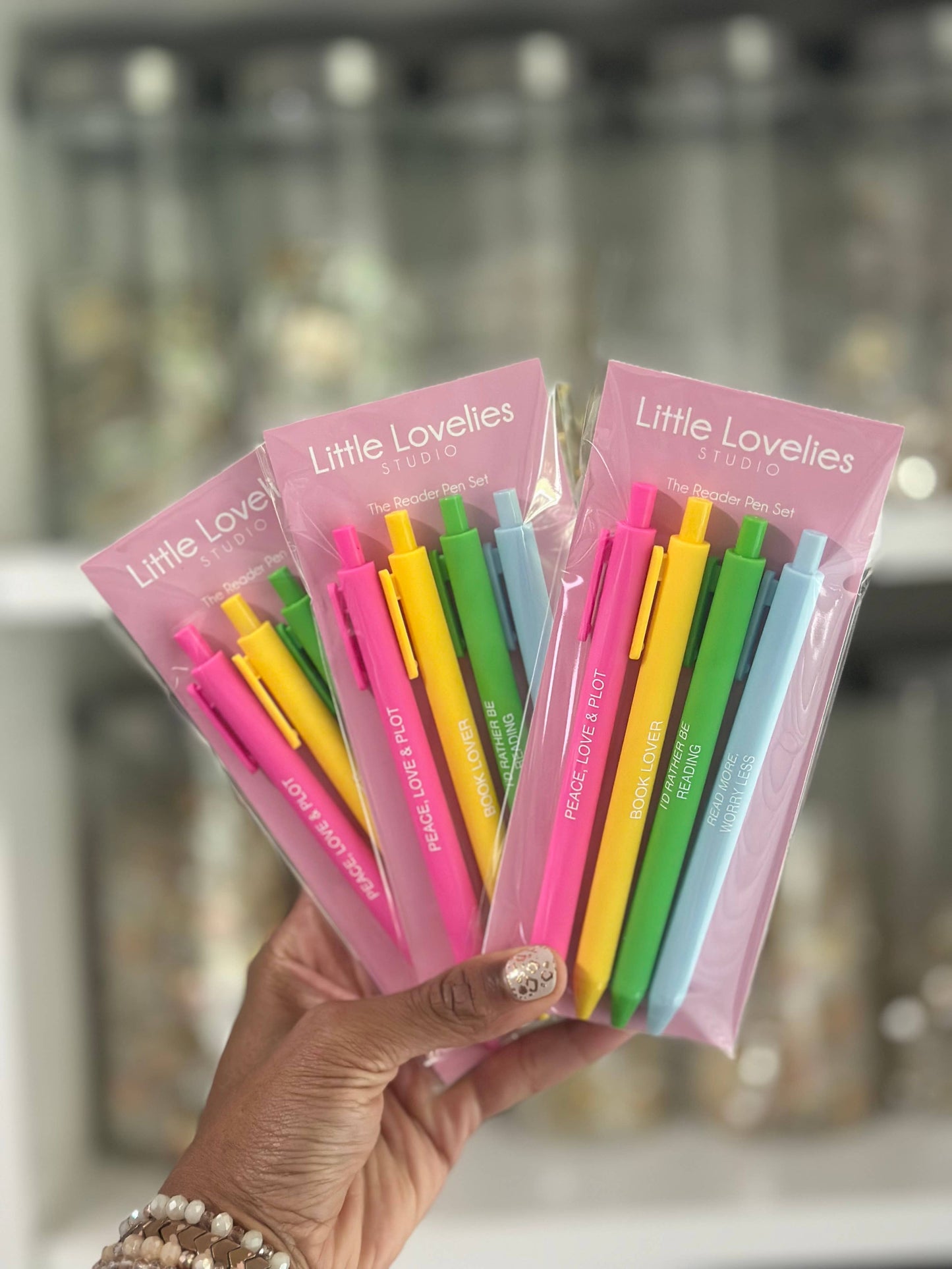 Little Lovelies Studio - The Reader Pen Set – Set of 4 Black Ink Click Pens