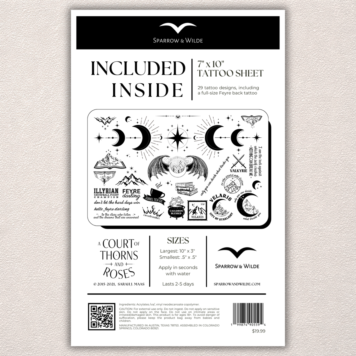 Temporary Tattoo Sheet | ACOTAR