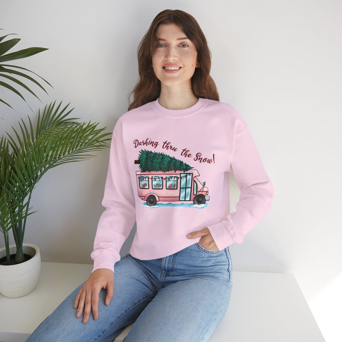 Crewneck Sweatshirt — "Dashing Thru the Snow" Christmas Sweatshirt