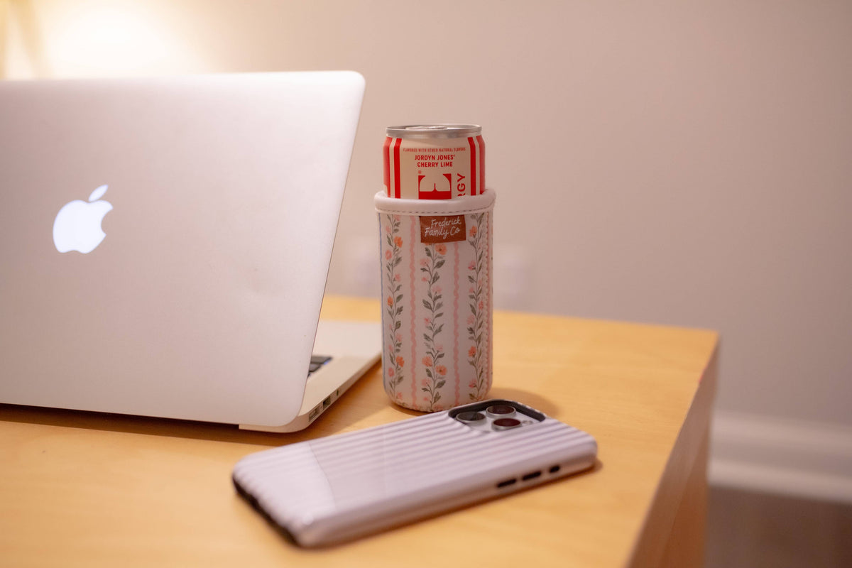 Frederick Family Co. - Slim Can Drink Sleeves- Reusable Neoprene Coolers with Aesthetic Patterns, 12oz Skinny Can Holder for Seltzer Energy Drinks