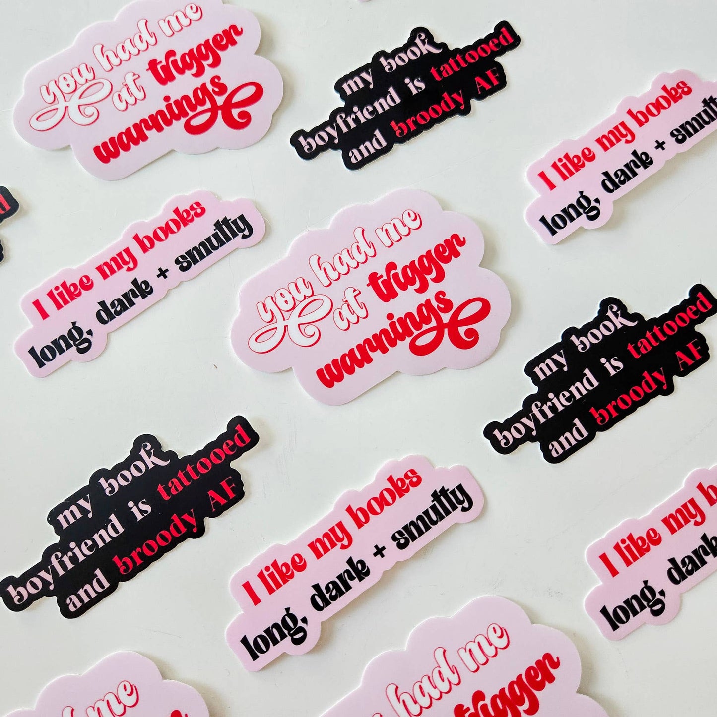 SHEWOLF Designs - Sticker: You Had Me at Trigger Warnings—Spicy Romance Books