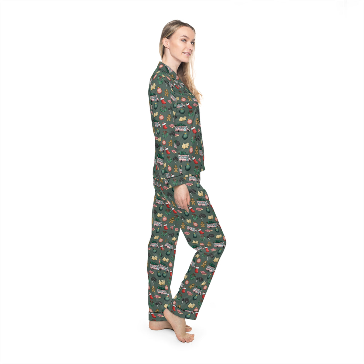 TEB Christmas Doodle Women's Satin Pajama Set