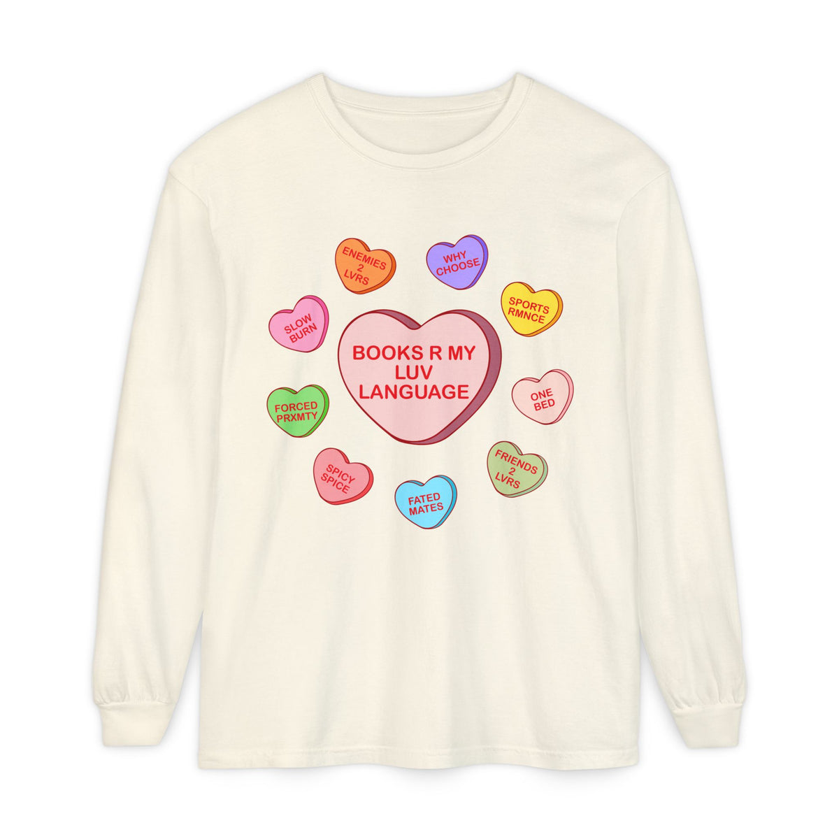 Bookish Candy Heart's Long Sleeve Tee