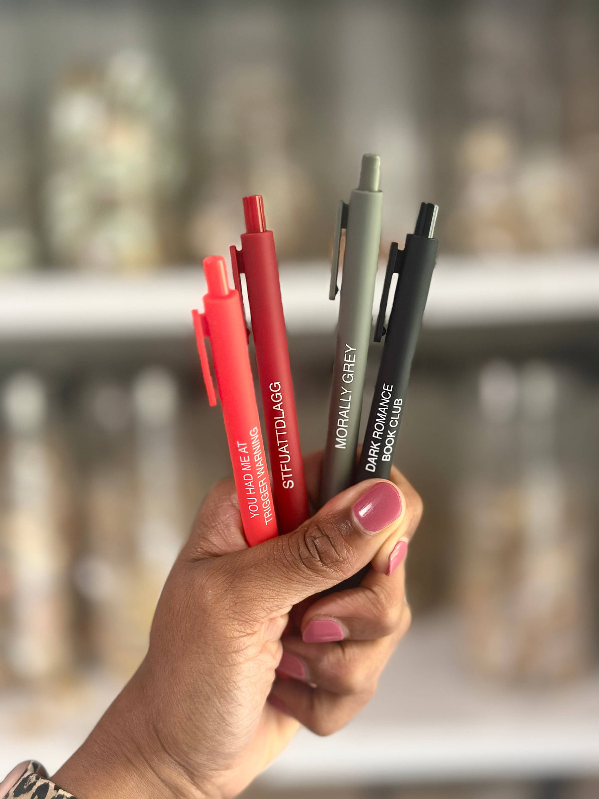 Little Lovelies Studio - Dark Romance Pen Set – Set of 4 Black Ink Click Pens
