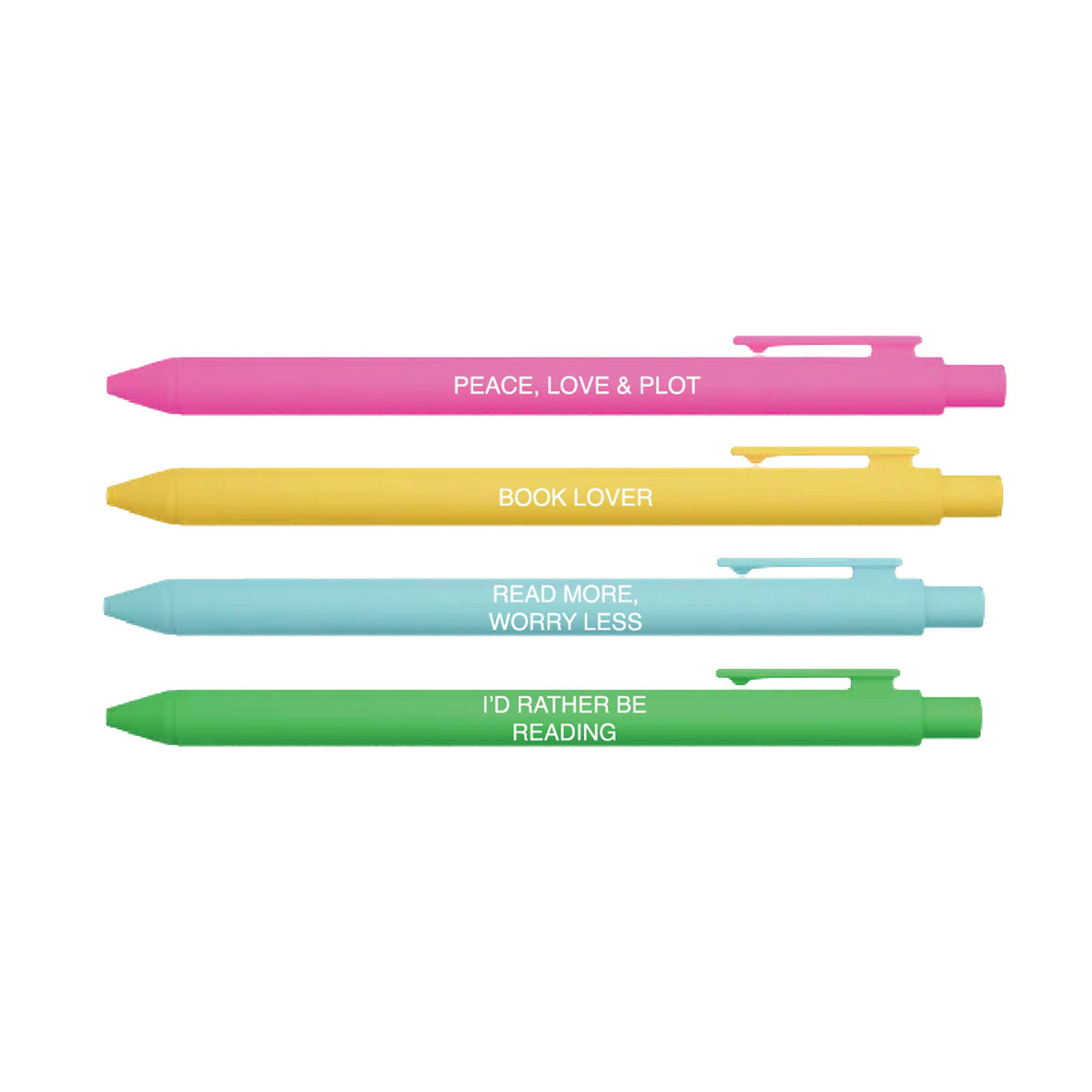 Little Lovelies Studio - The Reader Pen Set – Set of 4 Black Ink Click Pens