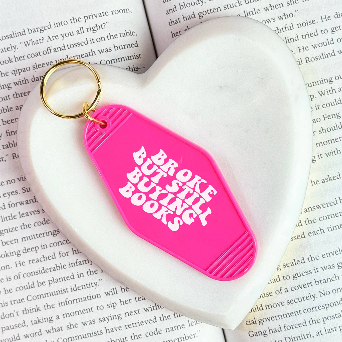The Swoon Room - Broke But Still Buying Books Motel Keychain