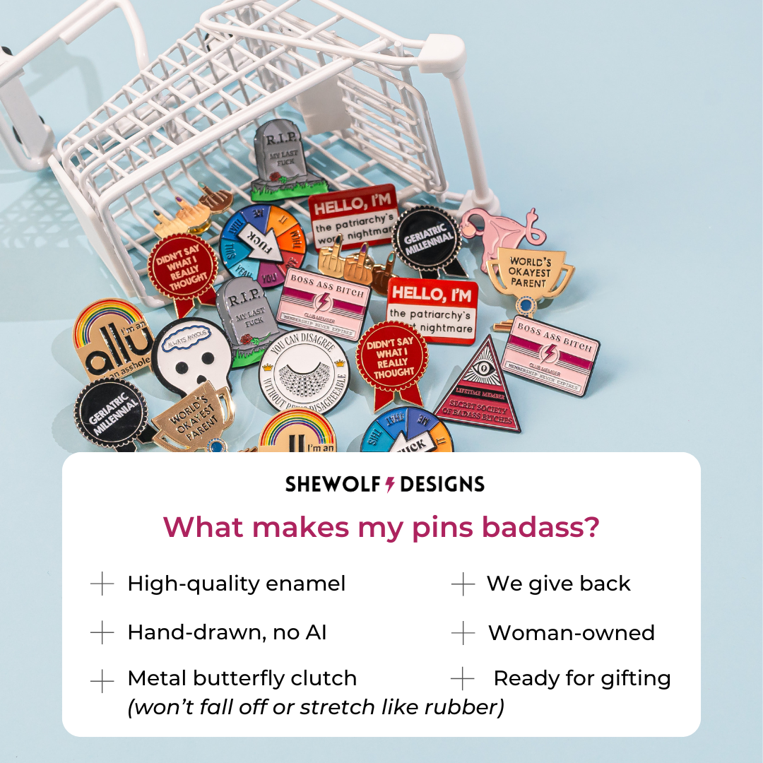 SHEWOLF Designs - Geriatric Millennial Pin — Funny Award Ribbon Birthday Gift