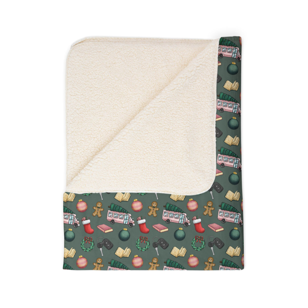 TEB Christmas Doodle Cozy Sherpa Blanket