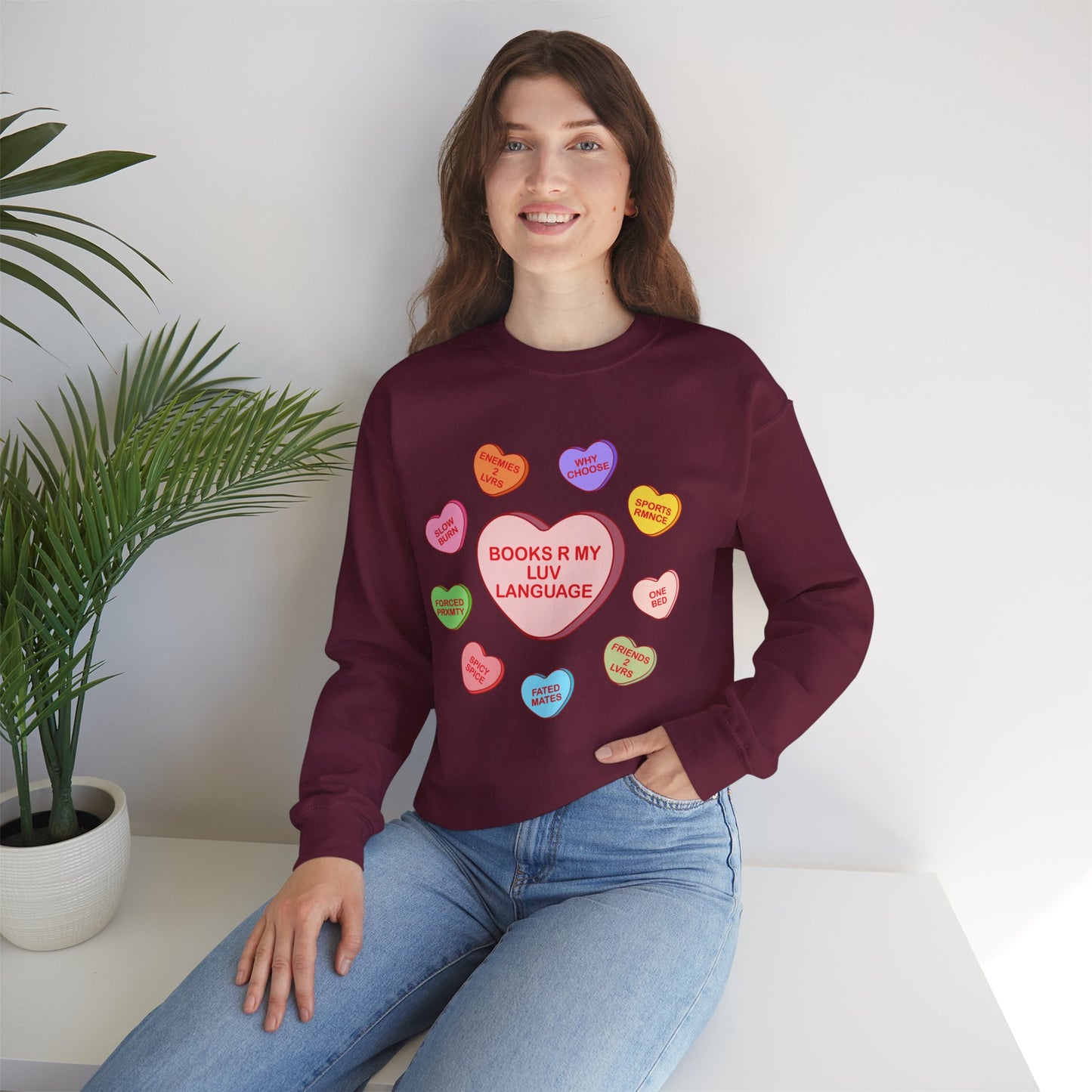 Bookish Candy hearts Crewneck Sweatshirt