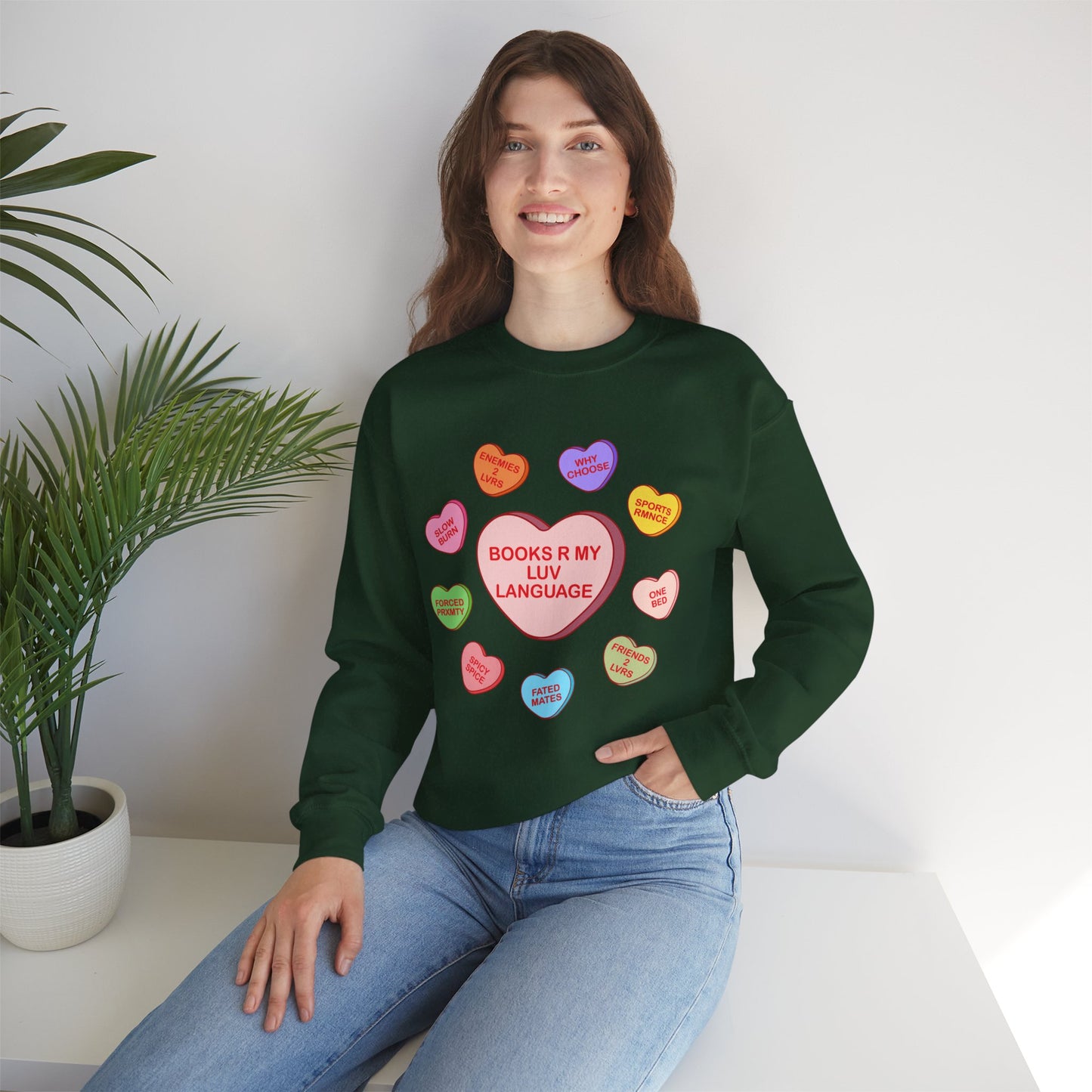 Bookish Candy hearts Crewneck Sweatshirt