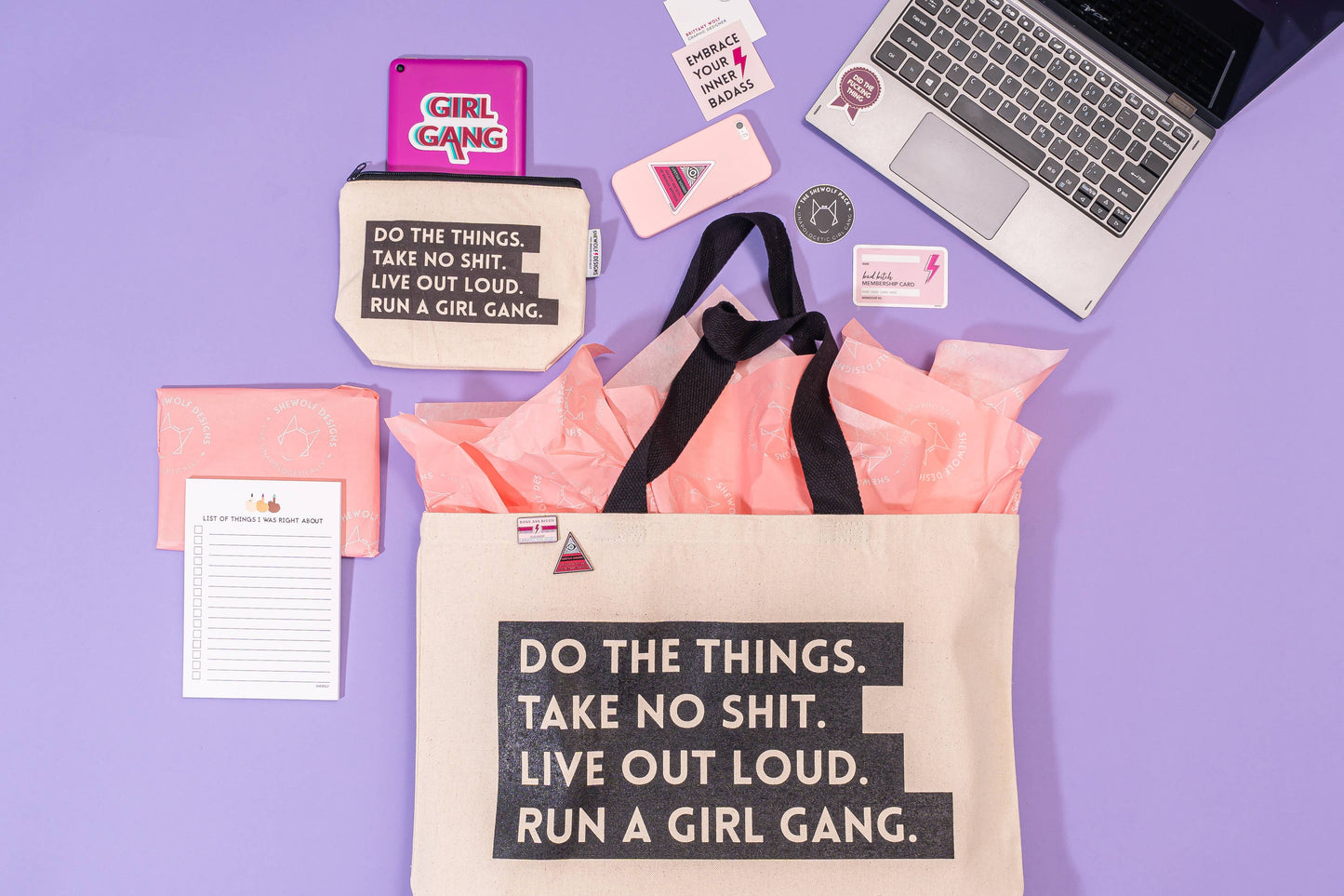 SHEWOLF Designs - Tote: Run a Girl Gang Empowering Oversized Women's Bag