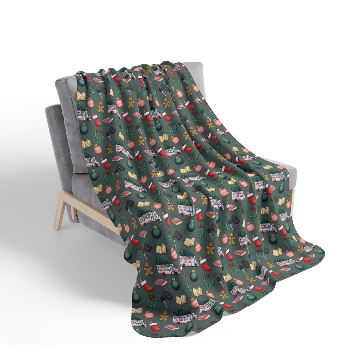 TEB Christmas Doodle Cozy Sherpa Blanket