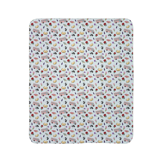 The Enchanted Bookmobile Doodle Sherpa Blanket