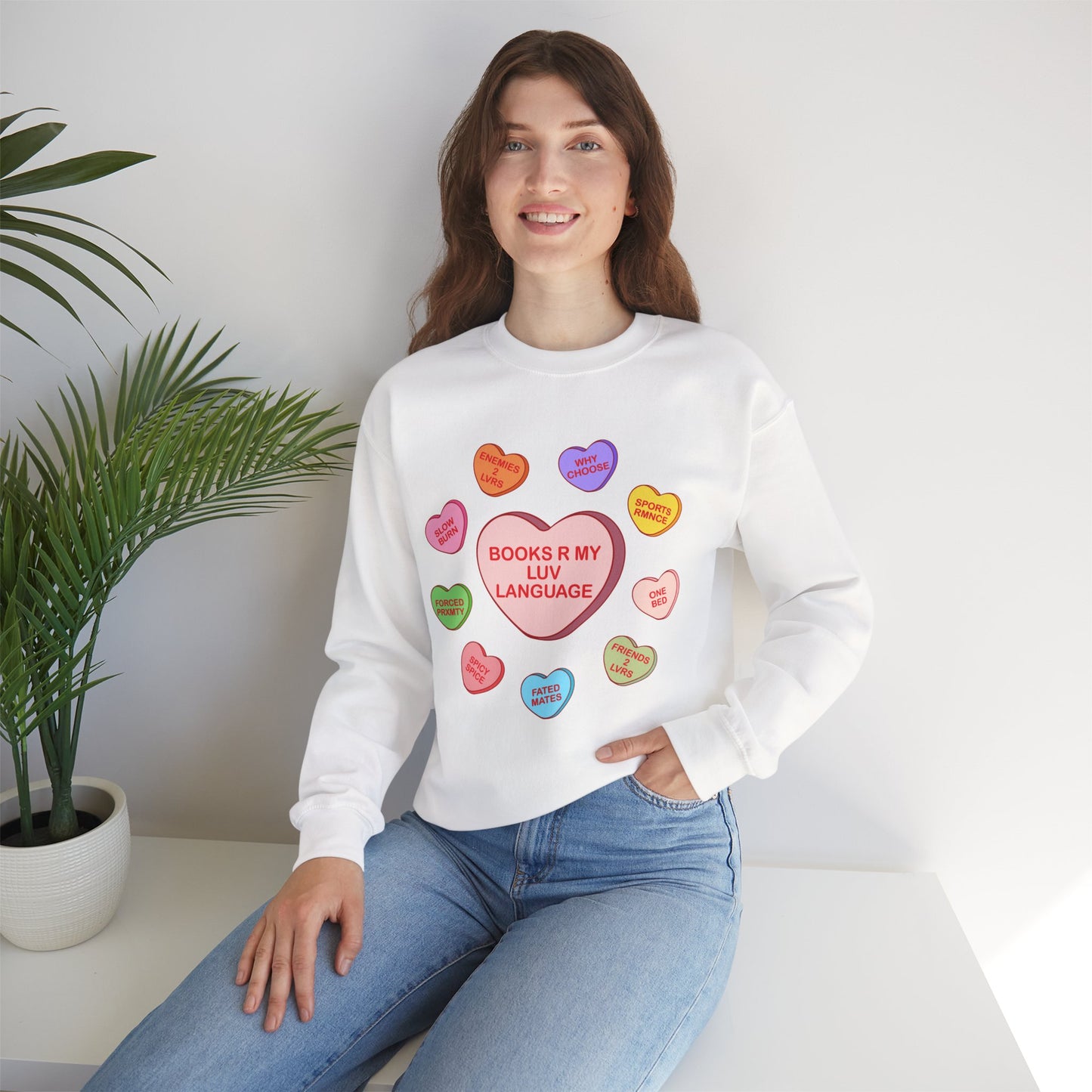 Bookish Candy hearts Crewneck Sweatshirt