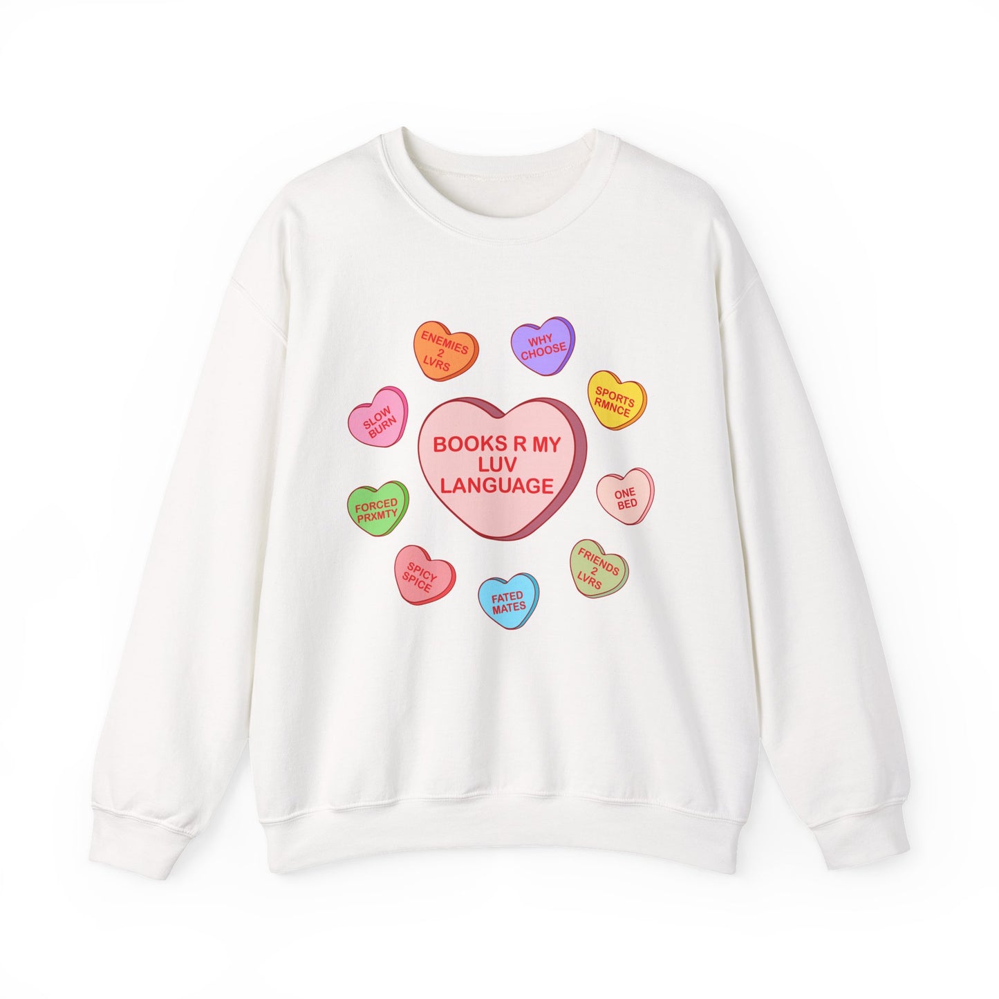 Bookish Candy hearts Crewneck Sweatshirt