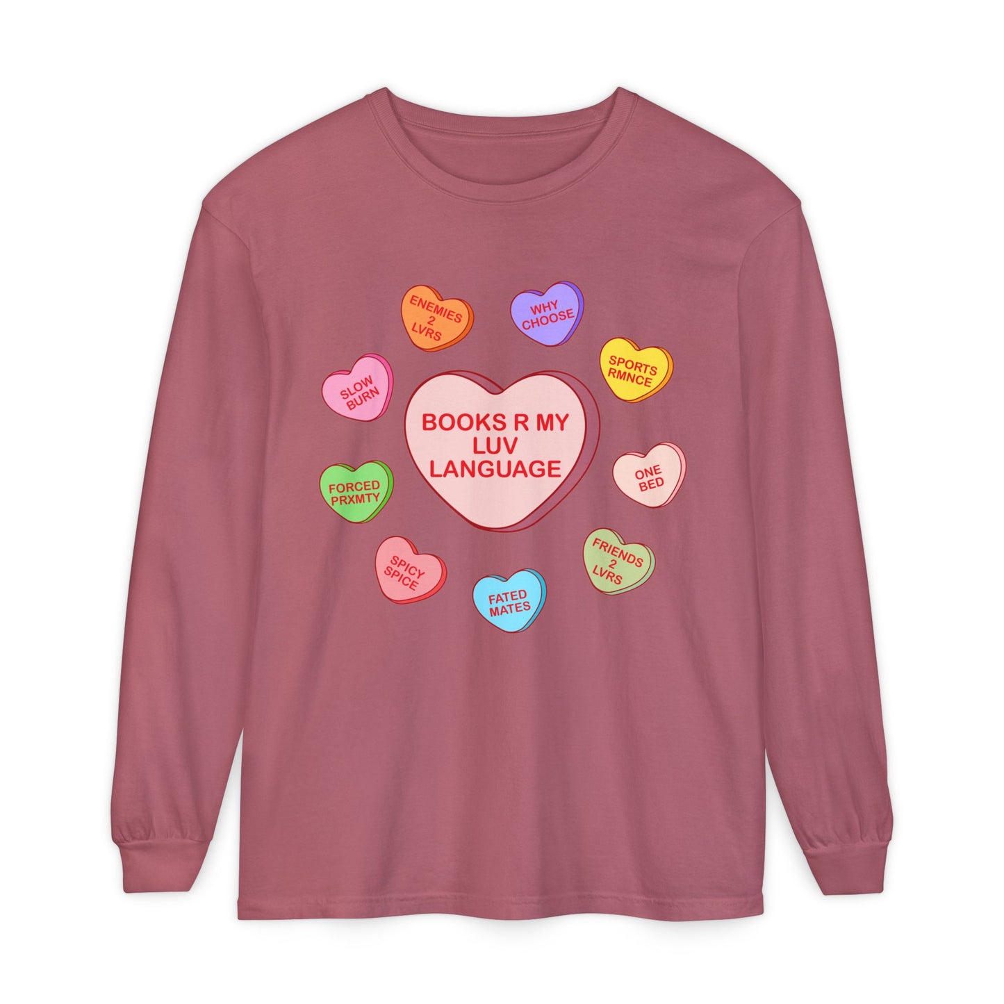Bookish Candy Heart's Long Sleeve Tee