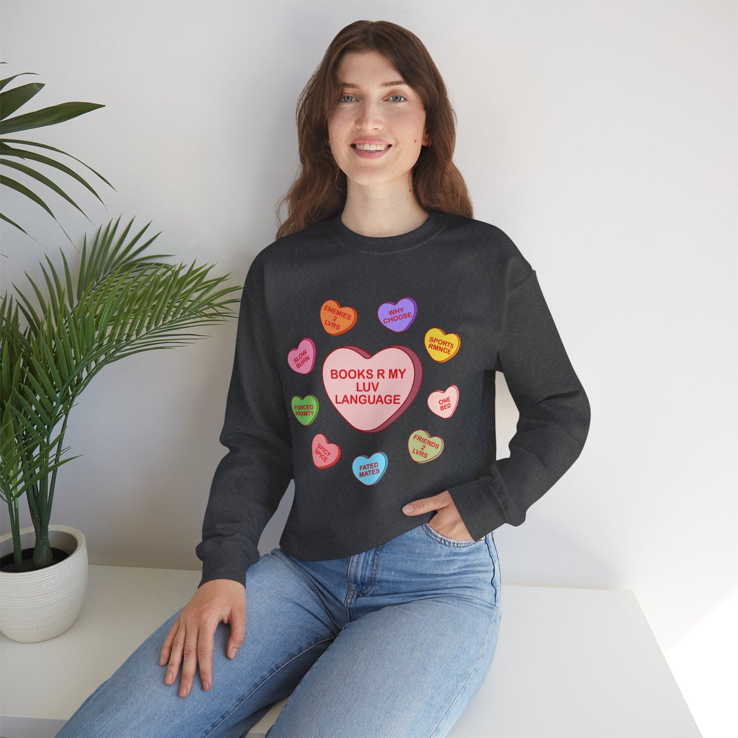 Bookish Candy hearts Crewneck Sweatshirt