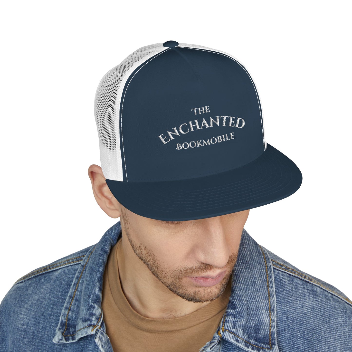 Enchanted Bookmobile Trucker Cap (White Embroidery)
