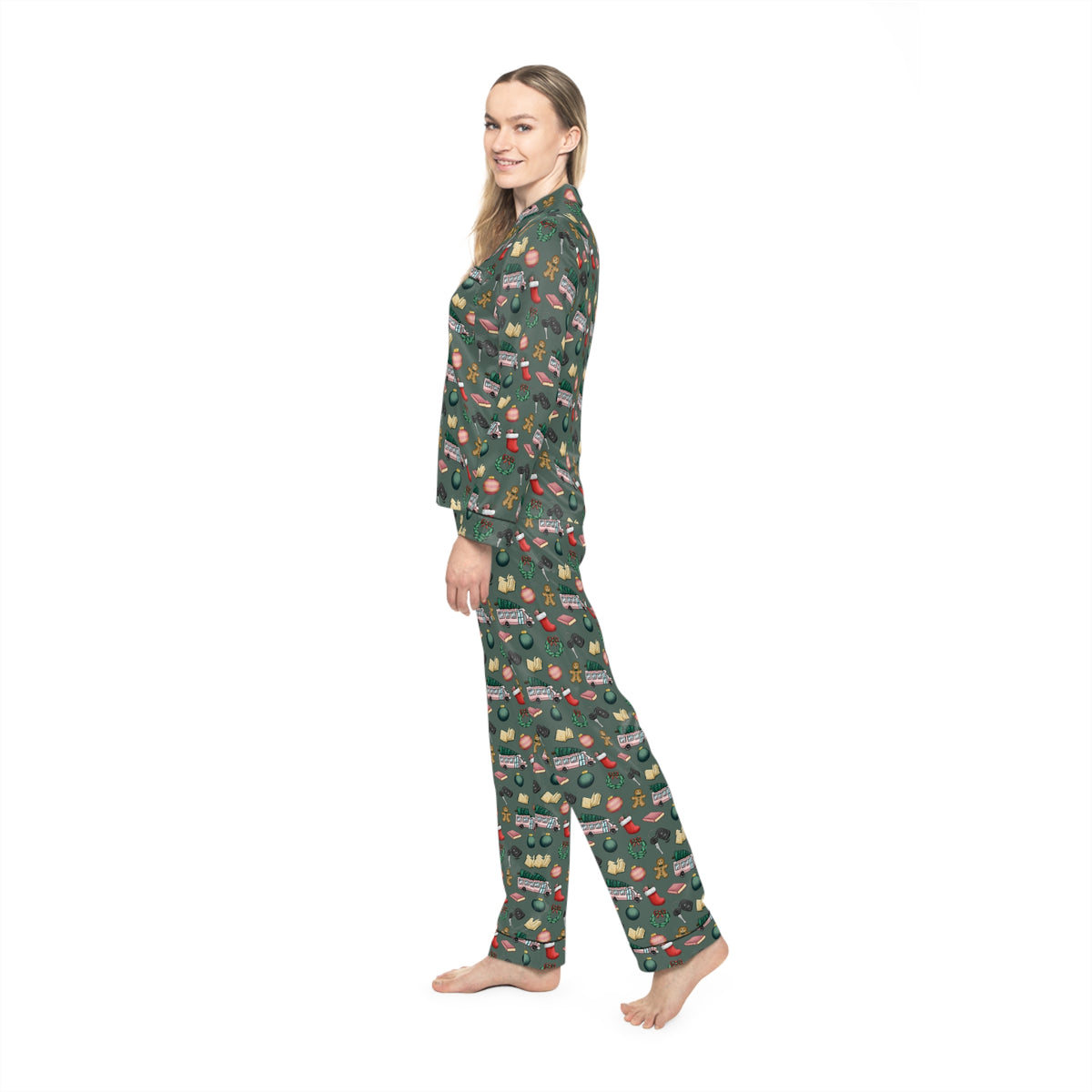 TEB Christmas Doodle Women's Satin Pajama Set