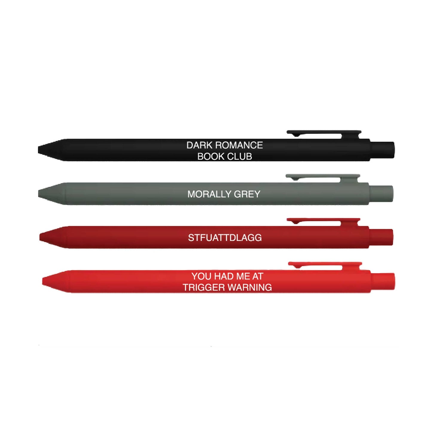 Little Lovelies Studio - Dark Romance Pen Set – Set of 4 Black Ink Click Pens