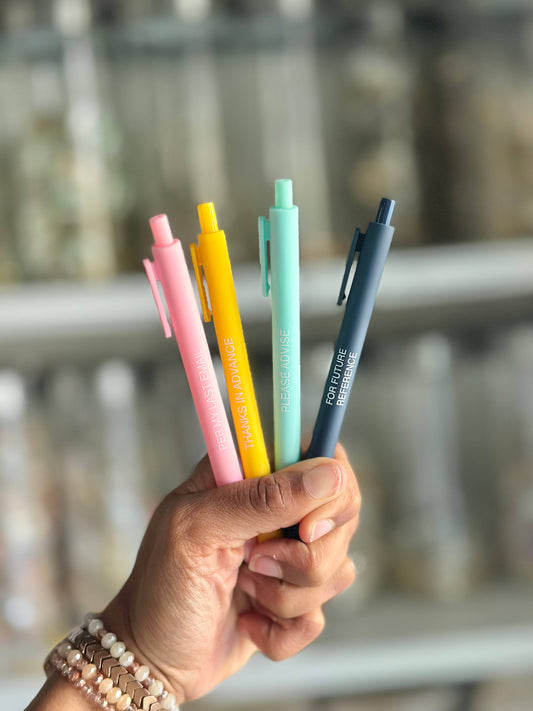 Little Lovelies Studio - Passive Aggressive Office Lingo Pen Set – Set of 4 Black Ink