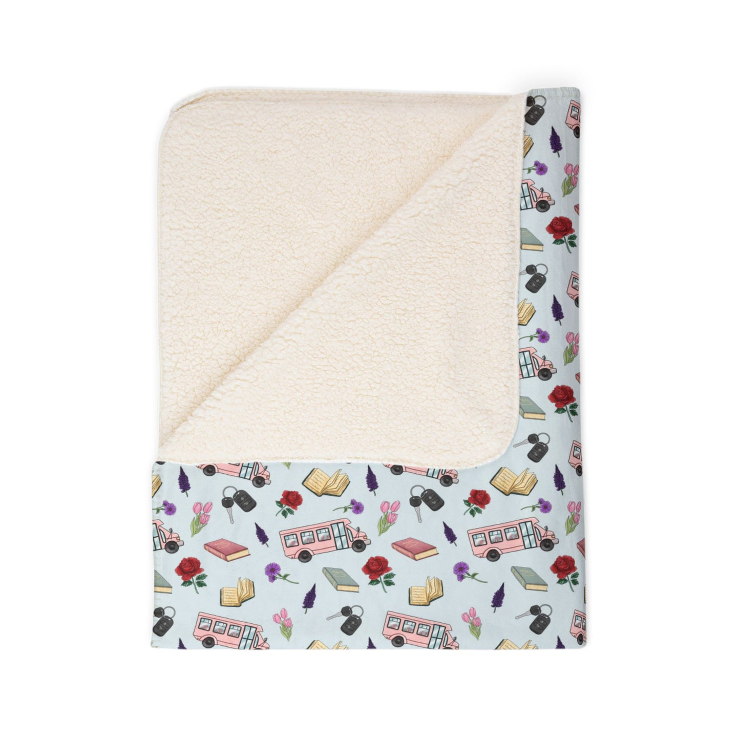 The Enchanted Bookmobile Doodle Sherpa Blanket