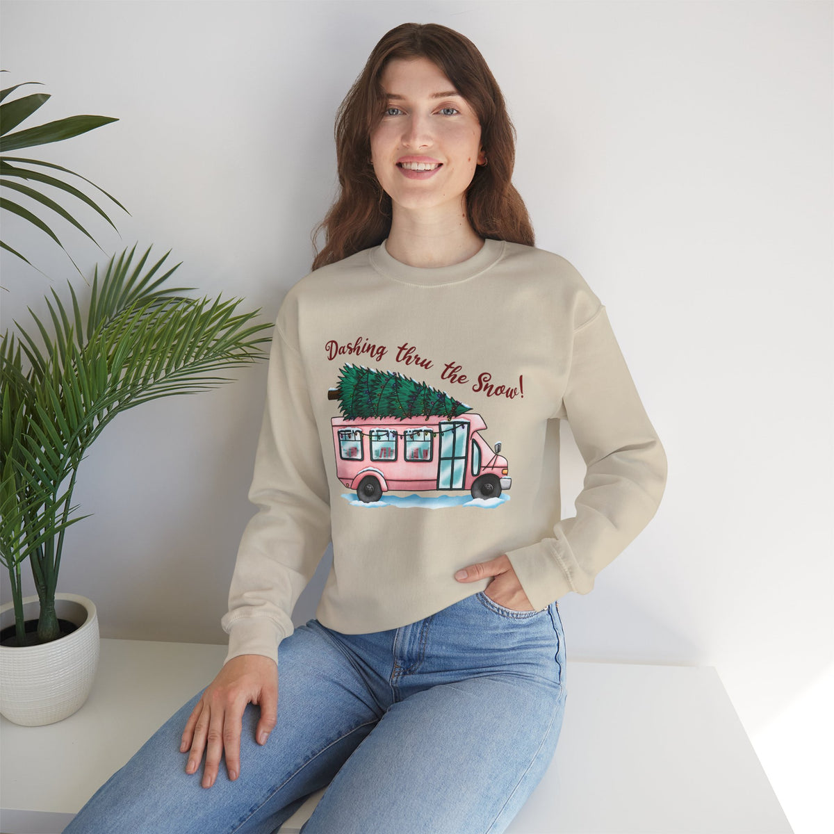 Crewneck Sweatshirt — "Dashing Thru the Snow" Christmas Sweatshirt
