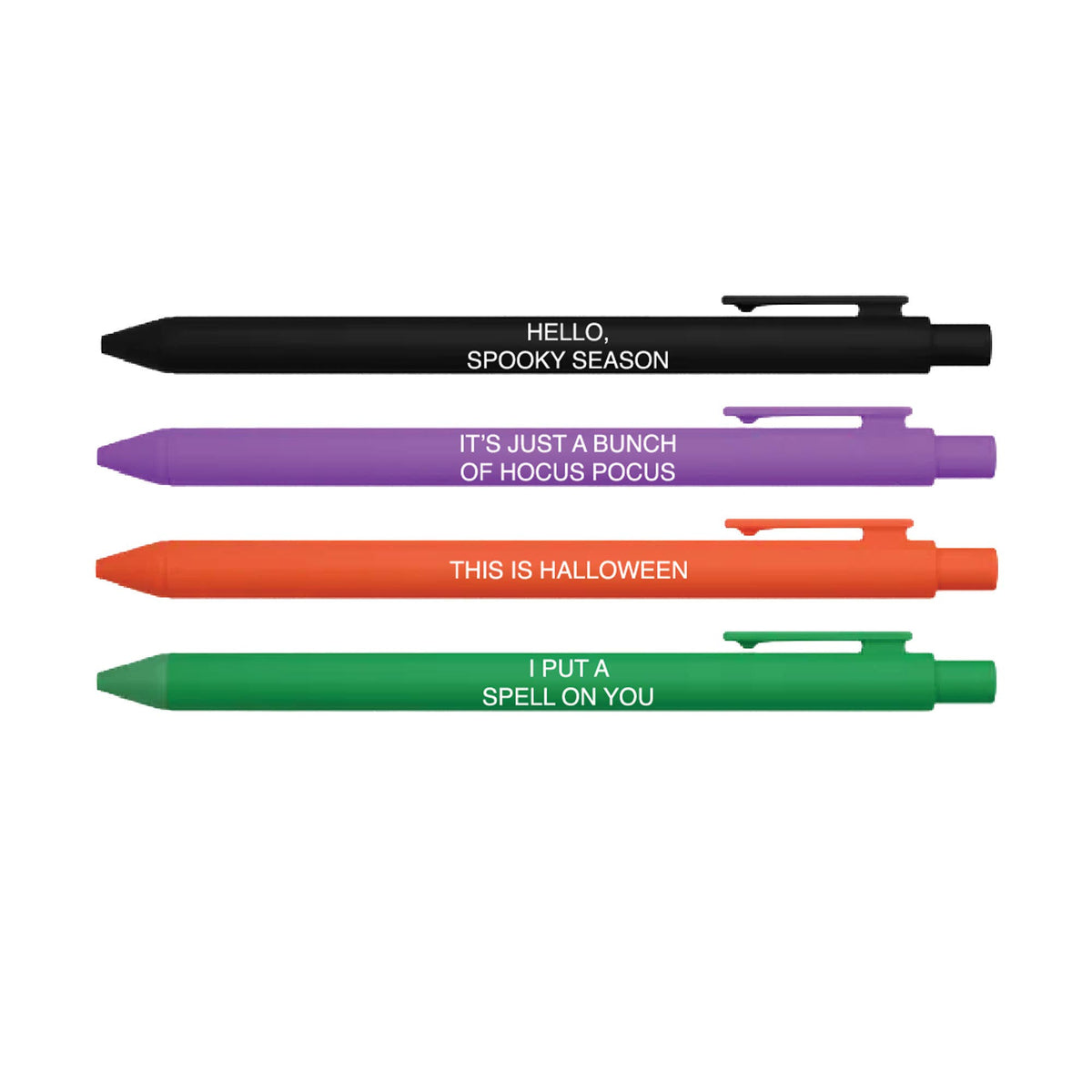 Little Lovelies Studio - Spooky Season Pen Set – Set of 4 Black Ink Halloween Pens