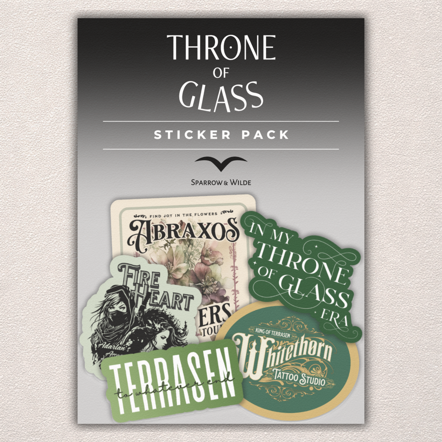Sparrow and Wilde - Throne of Glass Sticker 5-Pack