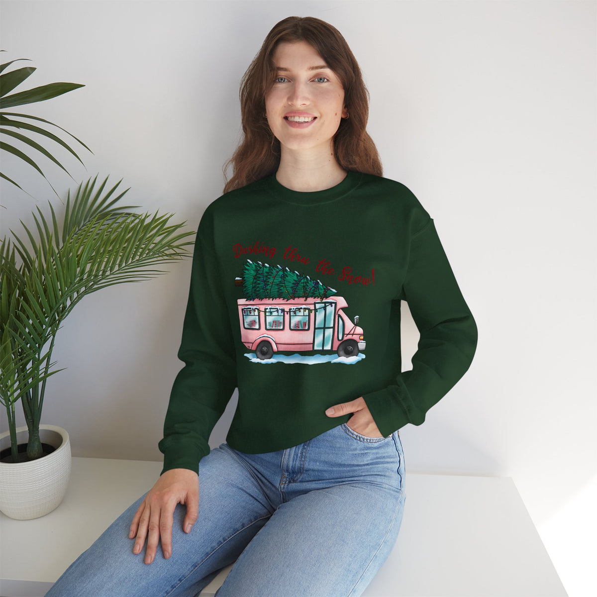 Crewneck Sweatshirt — "Dashing Thru the Snow" Christmas Sweatshirt