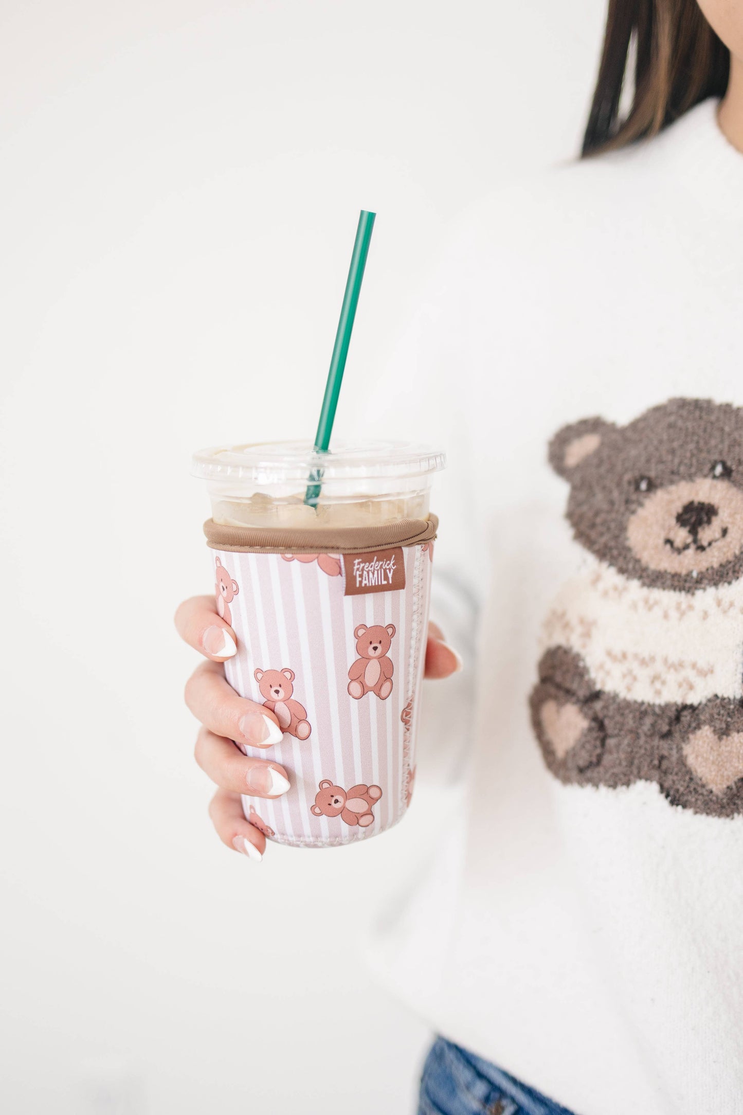 Frederick Family Co. - Reusable Iced Coffee Sleeve, Cute Cup Holder Drink Sleeve, Coffee Lover Gift, Cold Drink Sleeve for Iced Coffee Cups
