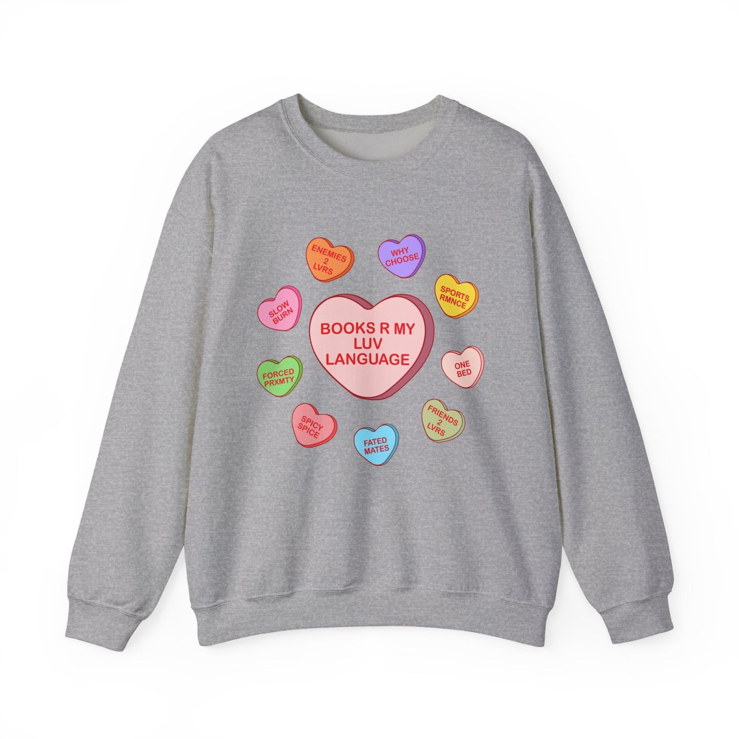 Bookish Candy hearts Crewneck Sweatshirt