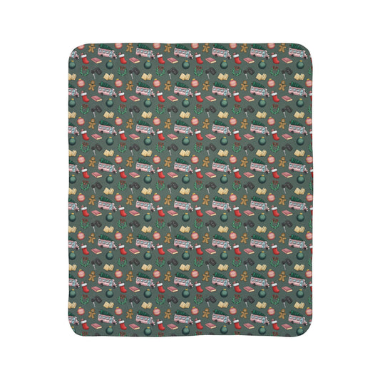 TEB Christmas Doodle Cozy Sherpa Blanket