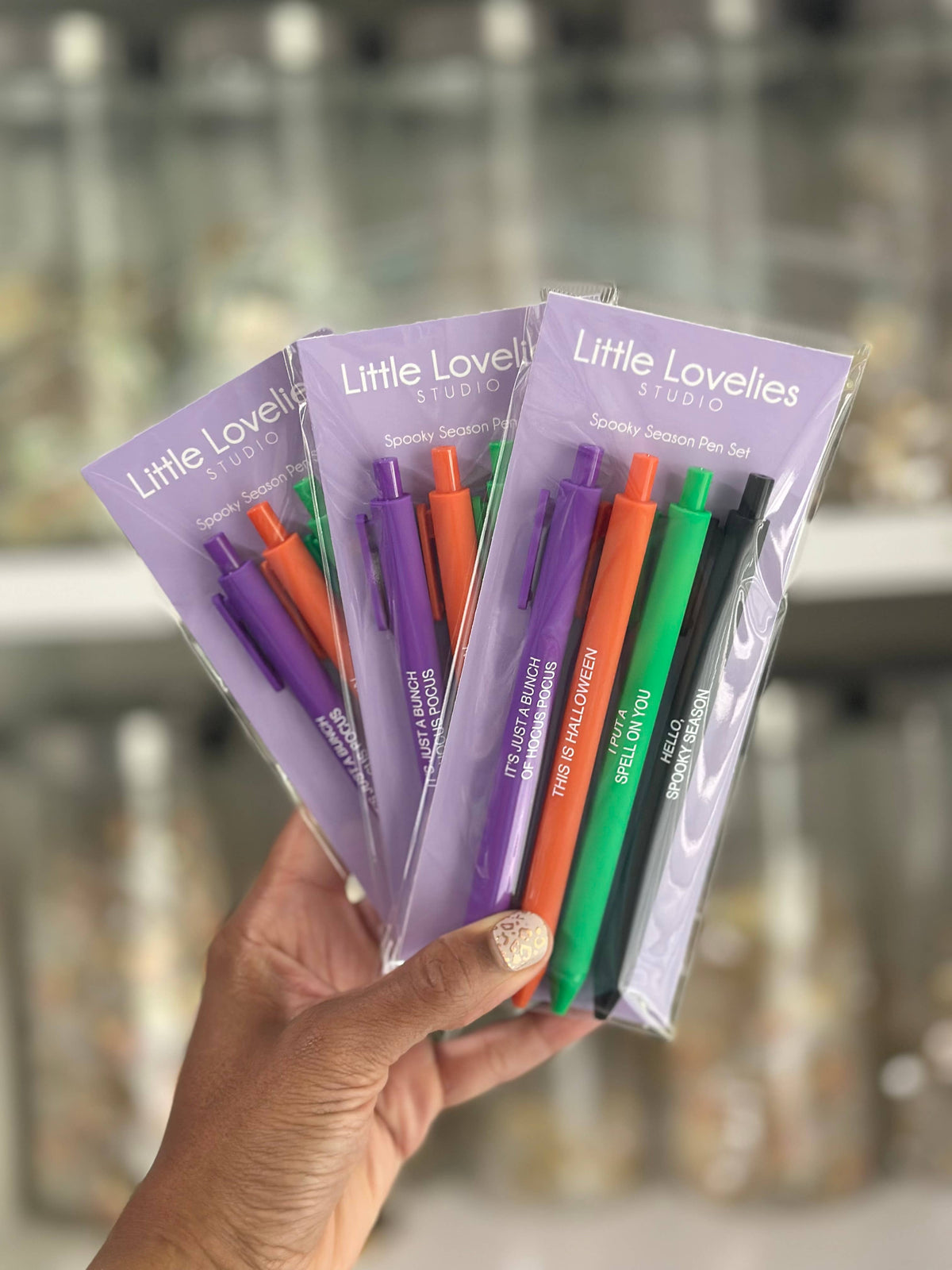Little Lovelies Studio - Spooky Season Pen Set – Set of 4 Black Ink Halloween Pens