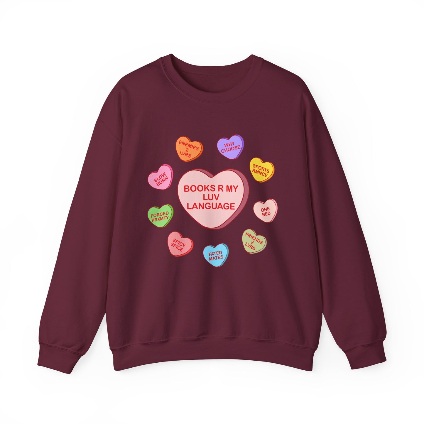 Bookish Candy hearts Crewneck Sweatshirt
