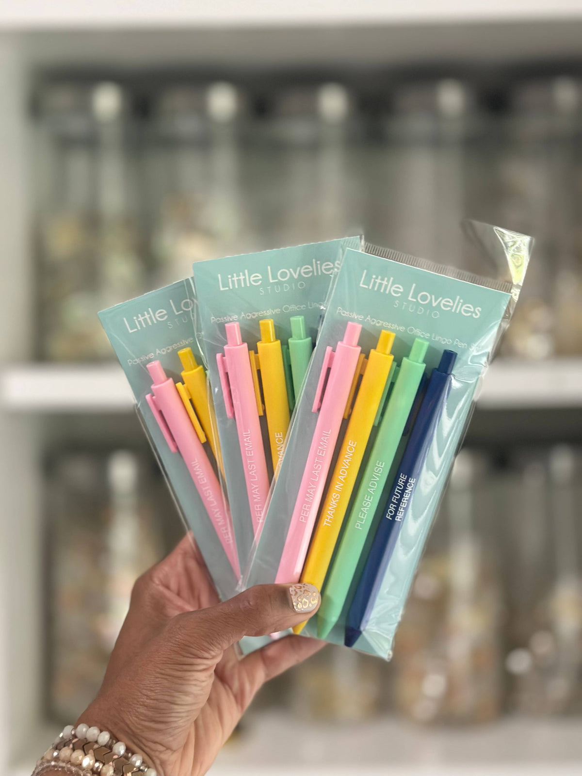Little Lovelies Studio - Passive Aggressive Office Lingo Pen Set – Set of 4 Black Ink