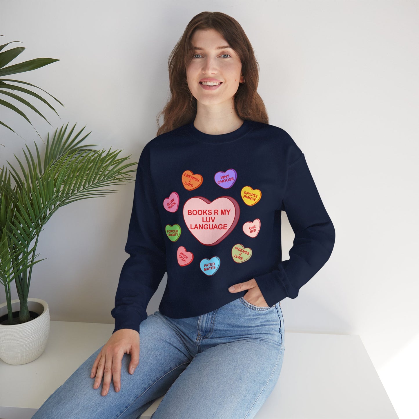 Bookish Candy hearts Crewneck Sweatshirt